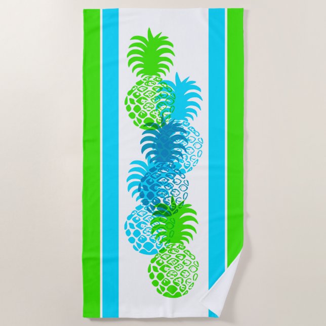 Toalha De Praia Tropical de Momona Pineapple havaiana Strike - Leg (Frente)