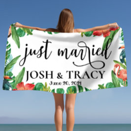 Toalha De Praia Tropical Esposa e Marido, Recém-Casados Personaliz