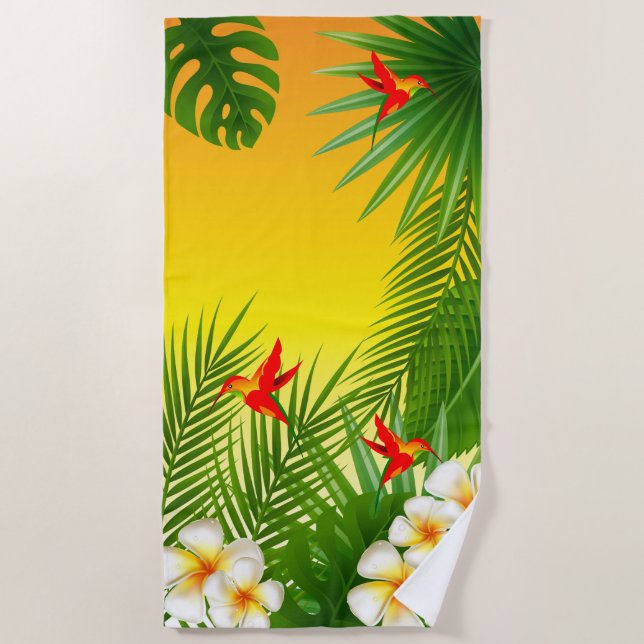 Toalha De Praia Tropical 🏝 Hummingbird Design (Frente)