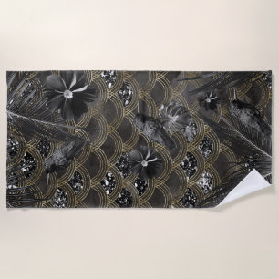 Toalha De Praia Tropical Jungle Noir Scales Glam 1