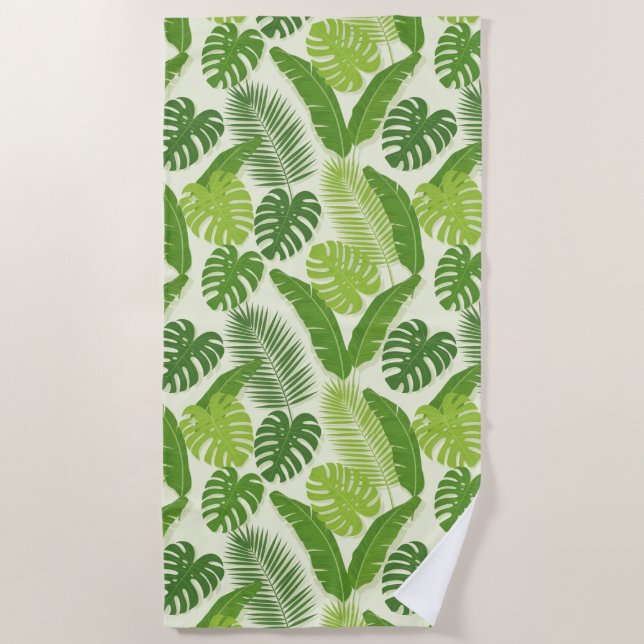 Toalha De Praia Tropical Leaves & Monstera Seamless Pattern (Frente)