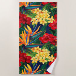 Toalha De Praia Tropical Paraísa Havaiana Floral