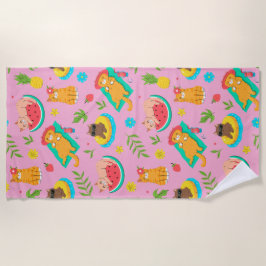 Toalha De Praia Tropical Summer Cats