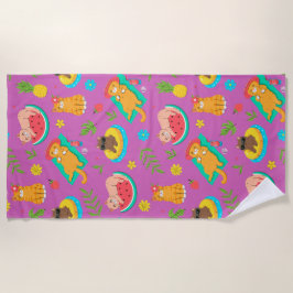 Toalha De Praia Tropical Summer Cats