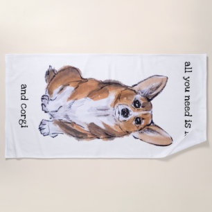 Toalha De Praia Tudo que você precisa é amor e corgi