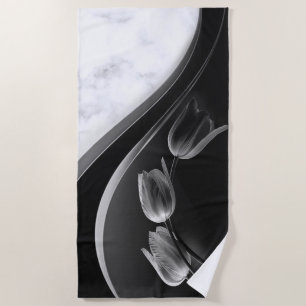 Toalha De Praia Tulipas Abstrato de mármore branco