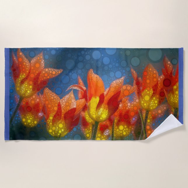 Toalha De Praia Tulipas Laranja E Amarelo (Frente)