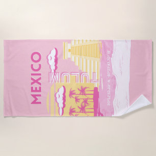 Toalha De Praia Tulum, Viagem, Arte de Esquema, Rosa