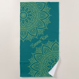 Toalha De Praia Turquesa Blue & Sea Green Mandala Flor