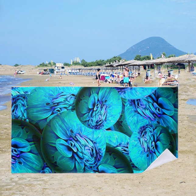 Toalha De Praia Turquesa e esferas azuis em ótica 3D (Criador carregado)