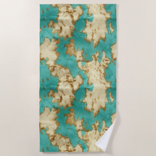 Toalha De Praia Turquoise Brown Cream Animal Cowhow Western