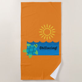 Toalha De Praia Turtle Chillaxing Design - Beach Towel