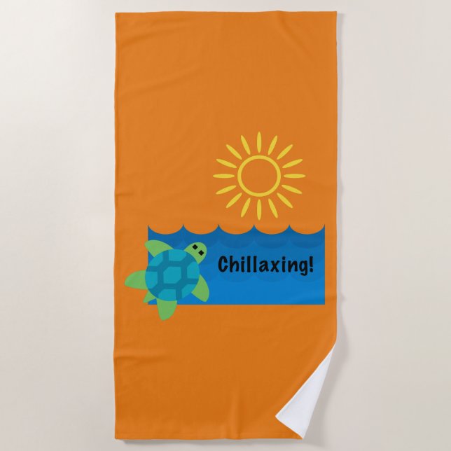 Toalha De Praia Turtle Chillaxing Design - Beach Towel (Frente)