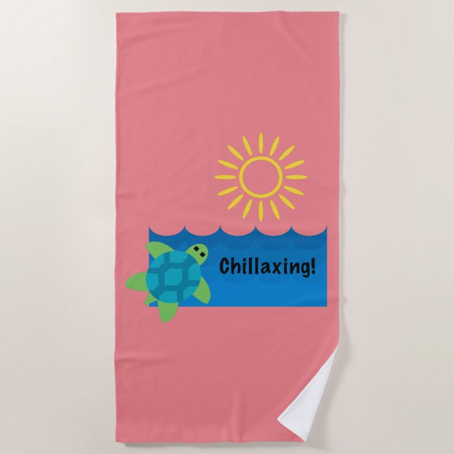 Toalha De Praia Turtle Chillaxing Design - Beach Towel (Frente)