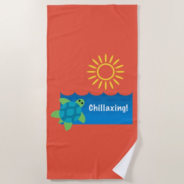 Toalha De Praia Turtle Chillaxing Design - Beach Towel (Frente)