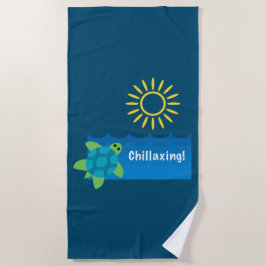 Toalha De Praia Turtle Chillaxing Design - Beach Towel