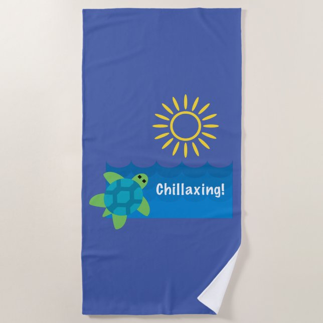 Toalha De Praia Turtle Chillaxing Design - Beach Towel (Frente)