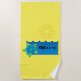 Toalha De Praia Turtle Chillaxing Design - Beach Towel