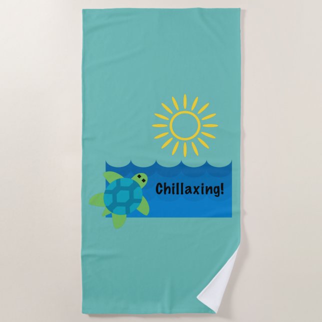 Toalha De Praia Turtle Chillaxing Design - Beach Towel (Frente)