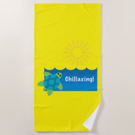 Toalha De Praia Turtle Chillaxing Design - Beach Towel