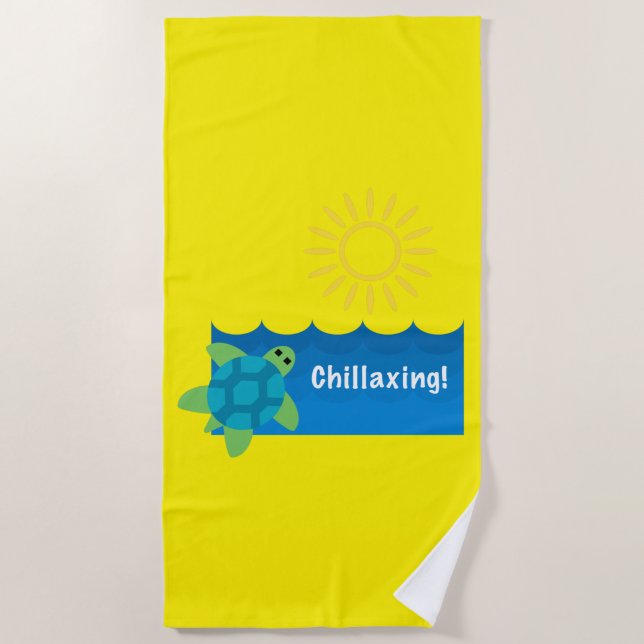 Toalha De Praia Turtle Chillaxing Design - Beach Towel (Frente)