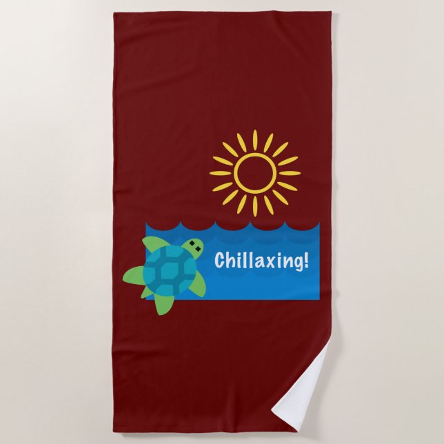 Toalha De Praia Turtle Chillaxing Design - Beach Towel (Frente)
