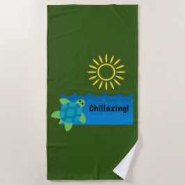 Toalha De Praia Turtle Chillaxing Design - Beach Towel