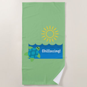 Toalha De Praia Turtle Chillaxing Design - Beach Towel