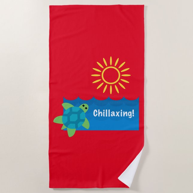 Toalha De Praia Turtle Chillaxing Design - Beach Towel (Frente)