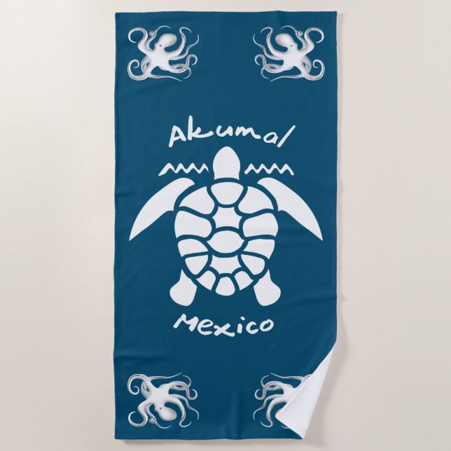 Toalha De Praia Turtle Diving Akumal, Mexico Beach Towel (Frente)