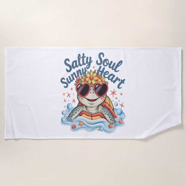 Toalha De Praia Turtle Floral Summer Beach (Frente)