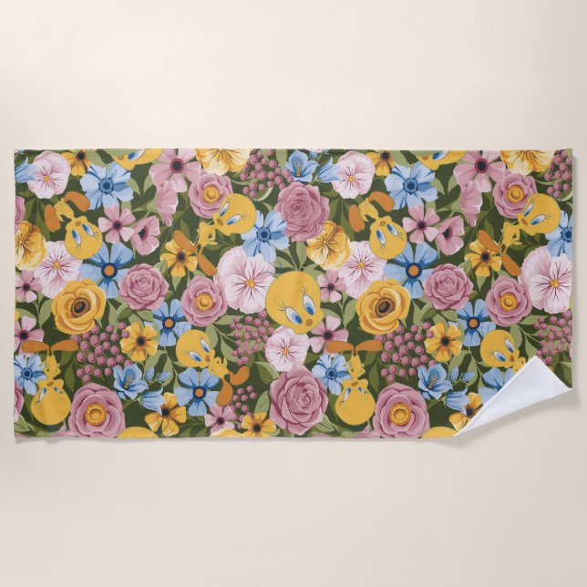Toalha De Praia TWEETY™ Floral Embroidery Pattern (Frente)