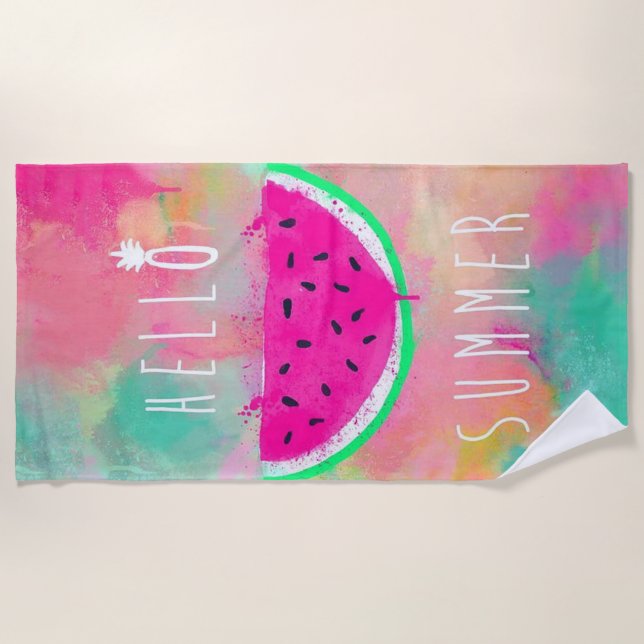 Toalha De Praia Tye Dye Watermelon Summer (Frente)