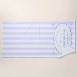 Toalha De Praia Última Brinde na Festa Azul de Solteira à Beira-Ma