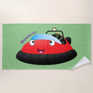 Toalha De Praia Um desenho animado de hovercraft, vermelho e bonit