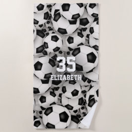 Toalha De Praia um monte de bolas de futebol diversão padrão espor