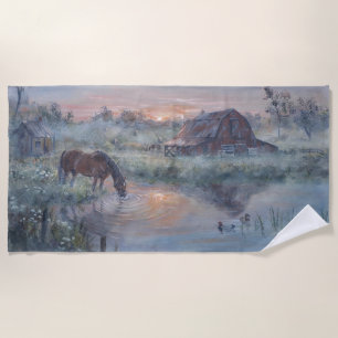 Toalha De Praia Um Novo Dia -* Pintura de cavalo