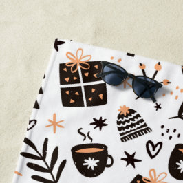 Toalha De Praia Um padrão de Natal preto e branco