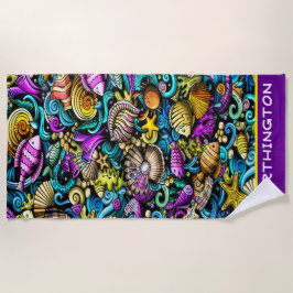 Toalha De Praia Um pouco da praça de praia de Color Beach Towel