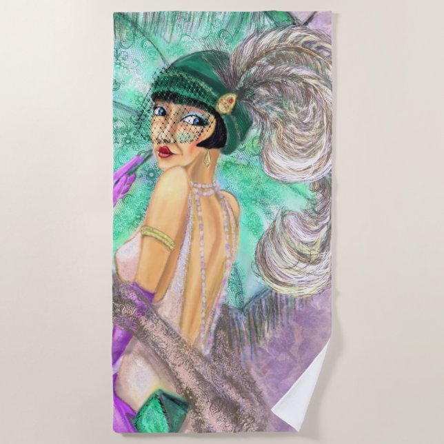 Toalha De Praia Umbrella Lady Beach Towel (Frente)