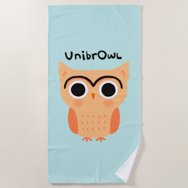 Toalha De Praia UnibrOwl Unibrow Owl | Coruja-de-sobrancelhas-grac (Frente)