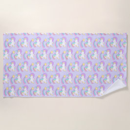 Toalha De Praia Unicórnio Bonito Dormindo com Estrela Colorida