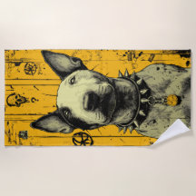 Urban Bull Terrier Portrait in Bold Yellow Grunge