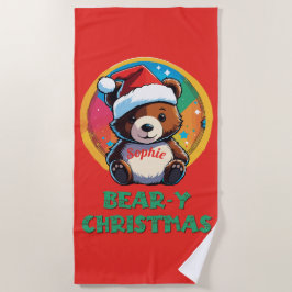Toalha De Praia Urso de Natal Bonito Adorável Kawaii Chibi