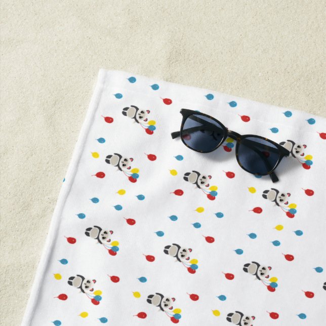 Toalha De Praia Urso-Panda com balões brancos (In Situ)