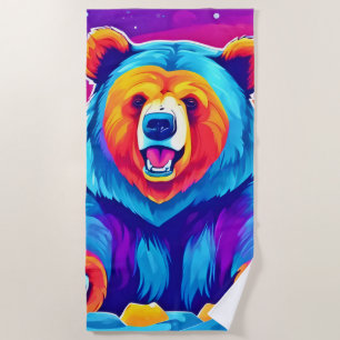 Toalha De Praia Urso Vibrante na Neve