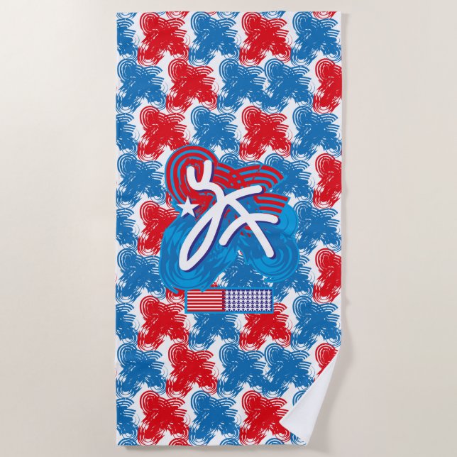 TOALHA DE PRAIA USA/EEUU FLAG SIMPLIFIED TEXT BY MASANSER PIXELAT (Frente)