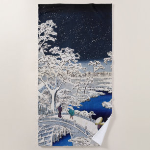 Toalha De Praia Utagawa Hiroshige - Ponte do Tambor em Meguro