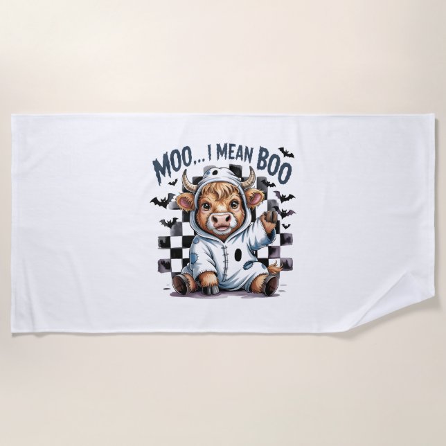 Toalha De Praia Vaca do Terreno Cortês Verificada no Halloween Te (Frente)