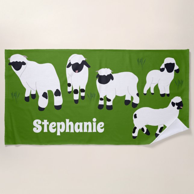 Toalha De Praia Valais Blacknose Sheep Personalizado Farmers (Frente)